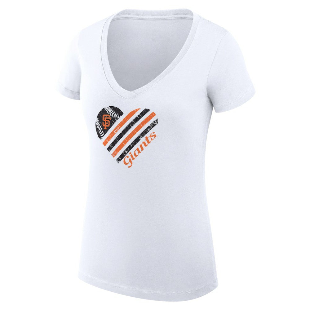 San Francisco Giants G-III 4Her by Carl Banks Women's Super-Slim Fit Lightweight Heart V-Neck T-Shirt Outlet
