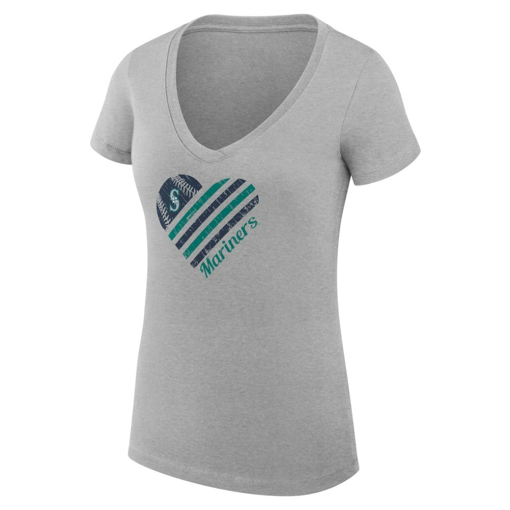 Seattle Mariners G-III 4Her by Carl Banks Women's Super-Slim Fit Lightweight Heart V-Neck T-Shirt Near Me