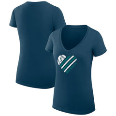 Seattle Mariners G-III 4Her by Carl Banks Women's Super-Slim Fit Lightweight Heart V-Neck T-Shirt Sale