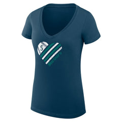 Seattle Mariners G-III 4Her by Carl Banks Women's Super-Slim Fit Lightweight Heart V-Neck T-Shirt Sale
