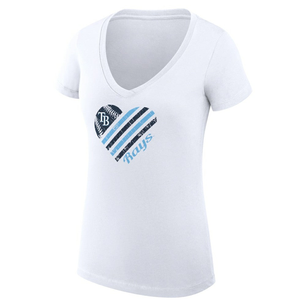 Tampa Bay Rays G-III 4Her by Carl Banks Women's Super-Slim Fit Lightweight Heart V-Neck T-Shirt Discount