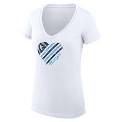 Tampa Bay Rays G-III 4Her by Carl Banks Women's Super-Slim Fit Lightweight Heart V-Neck T-Shirt Discount