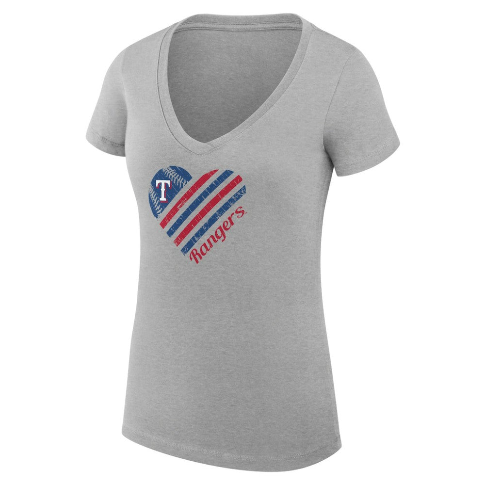 Texas Rangers G-III 4Her by Carl Banks Women's Super-Slim Fit Lightweight Heart V-Neck T-Shirt for sale