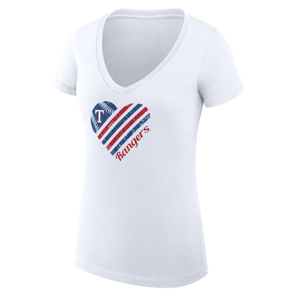 Texas Rangers G-III 4Her by Carl Banks Women's Super-Slim Fit Lightweight Heart V-Neck T-Shirt Outlet