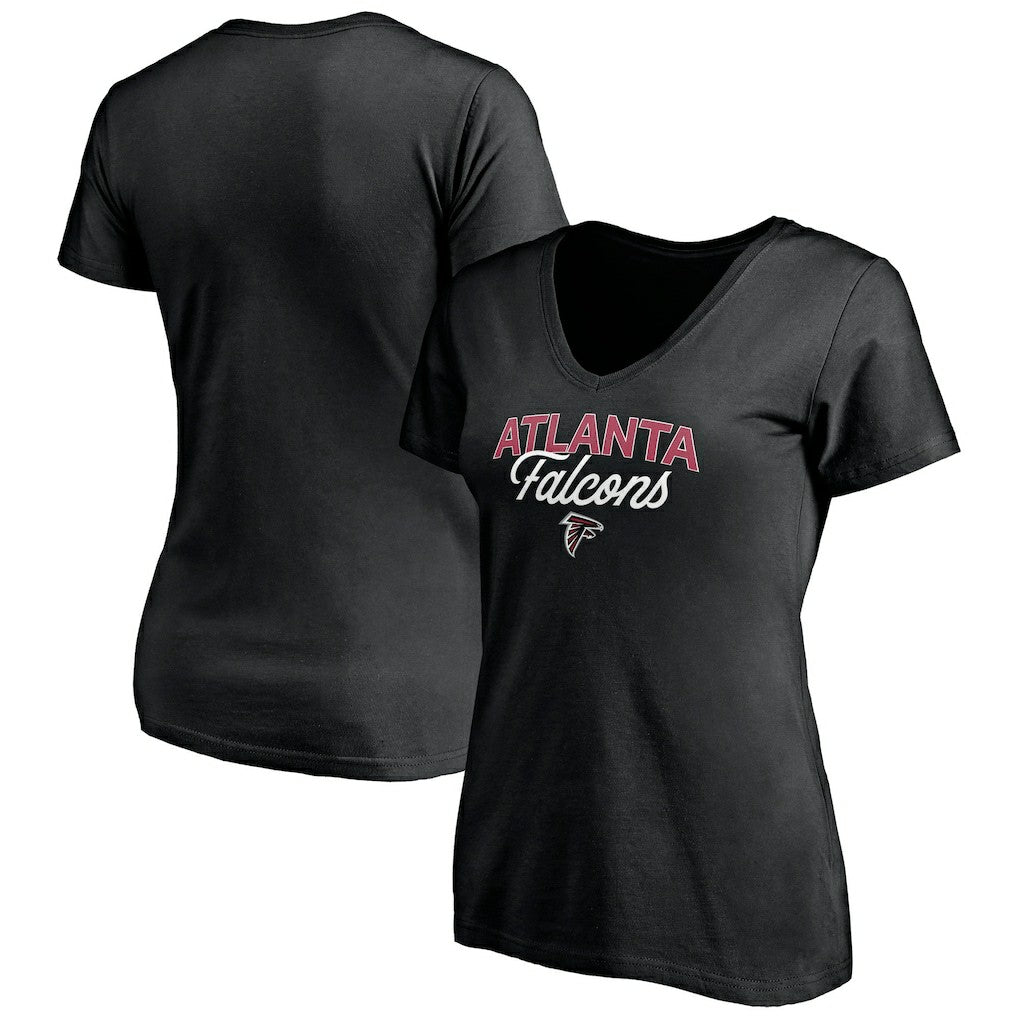 Atlanta Falcons Women's Depth Chart V-Neck T-Shirt - Black - NFL