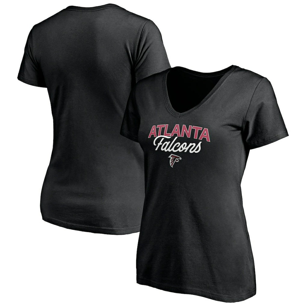 Atlanta Falcons Women's Depth Chart V-Neck T-Shirt - Black - NFL