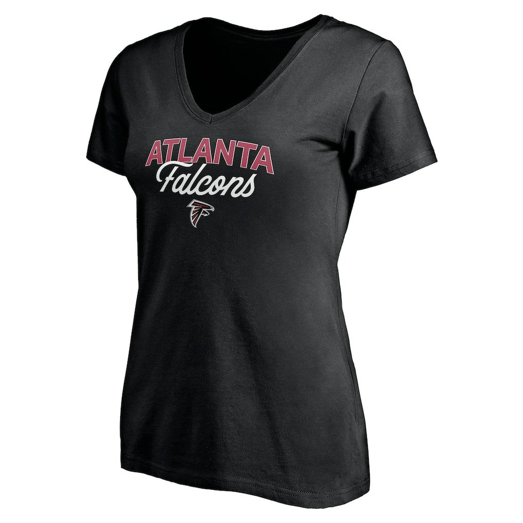 Atlanta Falcons Women's Depth Chart V-Neck T-Shirt - Black - NFL