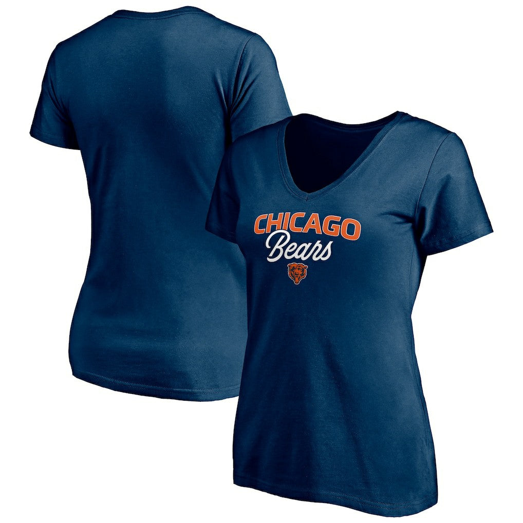 Chicago Bears Women's Depth Chart V-Neck T-Shirt - Navy - NFL