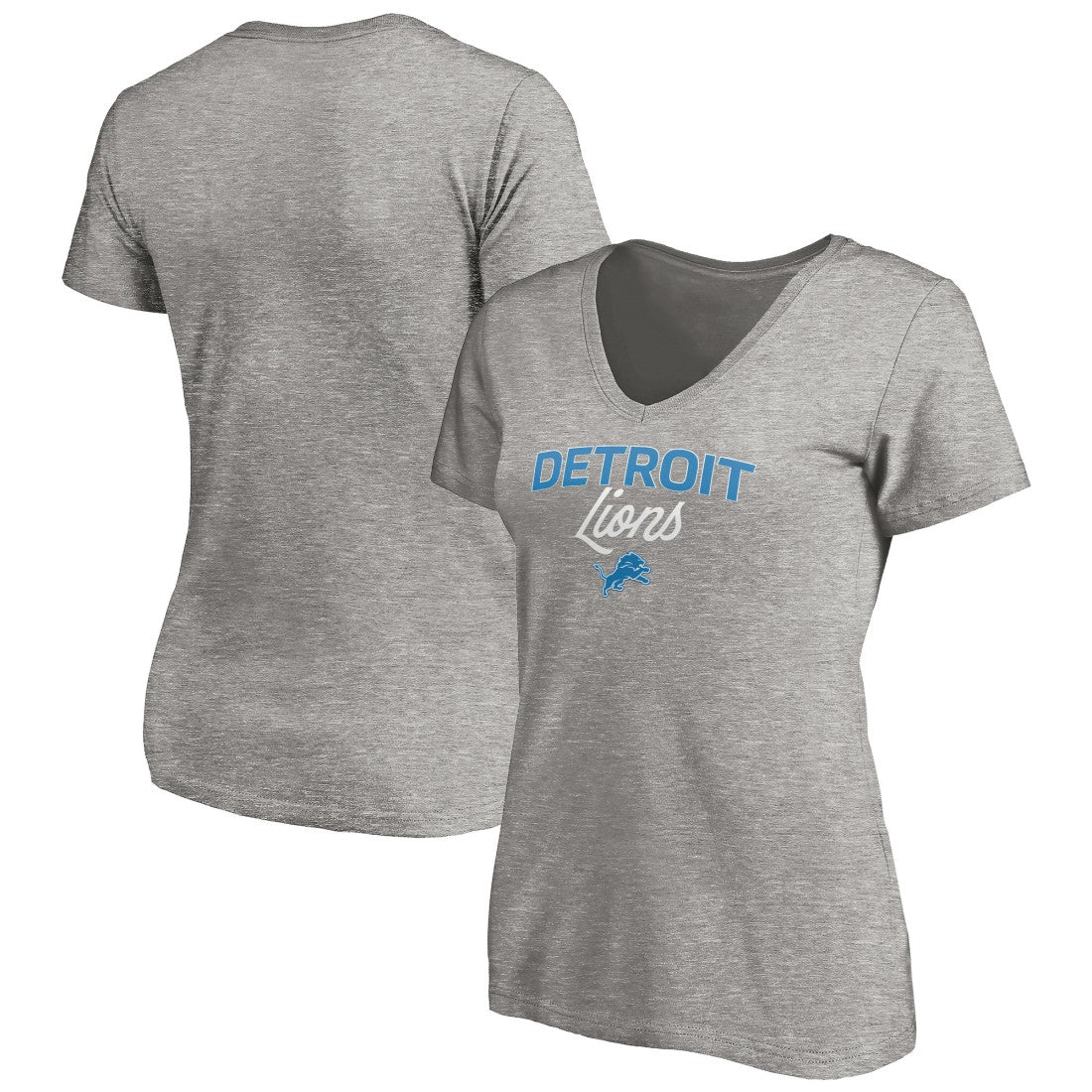 Detroit Lions Women's Depth Chart V-Neck T-Shirt - Gray - NFL