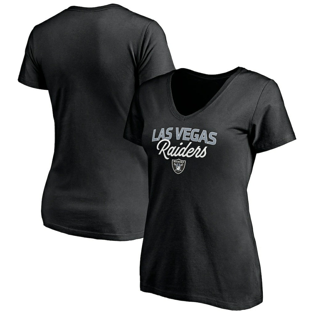 Las Vegas Raiders Women's Depth Chart V-Neck T-Shirt - Black - NFL