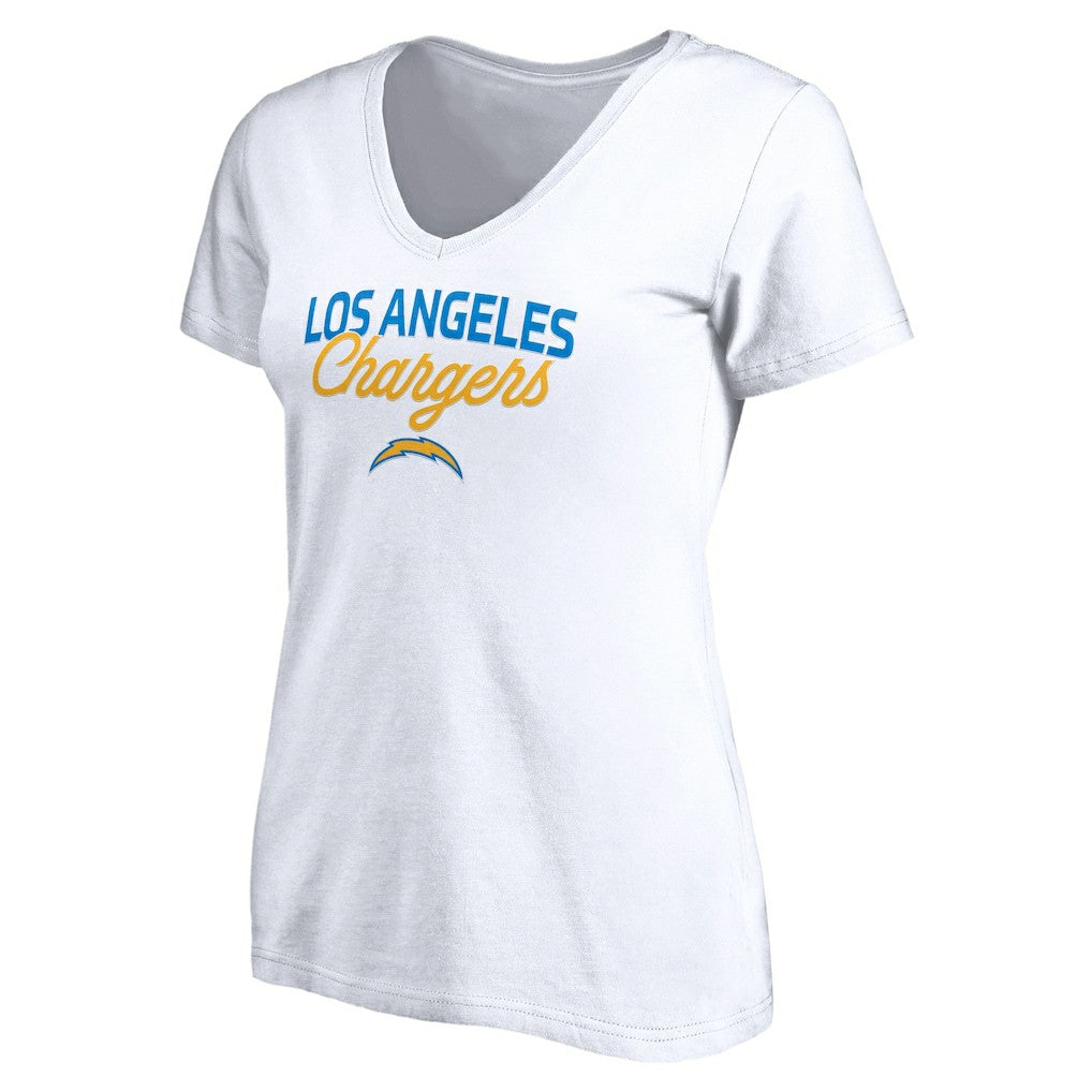 Los Angeles Chargers Women's Depth Chart V-Neck T-Shirt - White - NFL