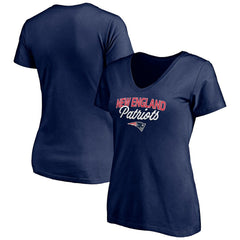 New England Patriots Women's Depth Chart V-Neck T-Shirt - Navy - NFL