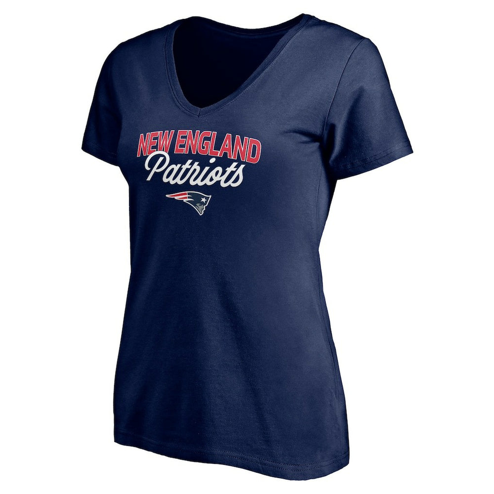 New England Patriots Women's Depth Chart V-Neck T-Shirt - Navy - NFL