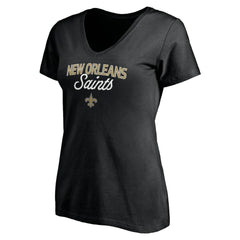 New Orleans Saints Women's Depth Chart V-Neck T-Shirt - Black - NFL