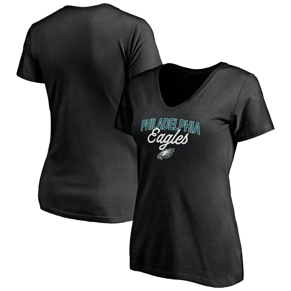 Philadelphia Eagles Women's Depth Chart V-Neck T-Shirt - Black - NFL