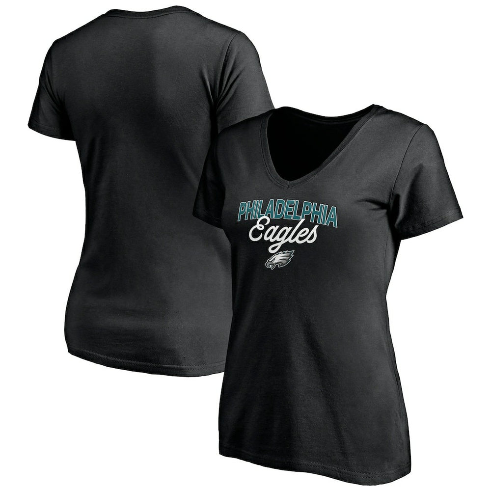 Philadelphia Eagles Women's Depth Chart V-Neck T-Shirt - Black - NFL
