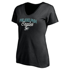 Philadelphia Eagles Women's Depth Chart V-Neck T-Shirt - Black - NFL