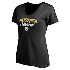 Pittsburgh Steelers Women's Depth Chart V-Neck T-Shirt - Black - NFL