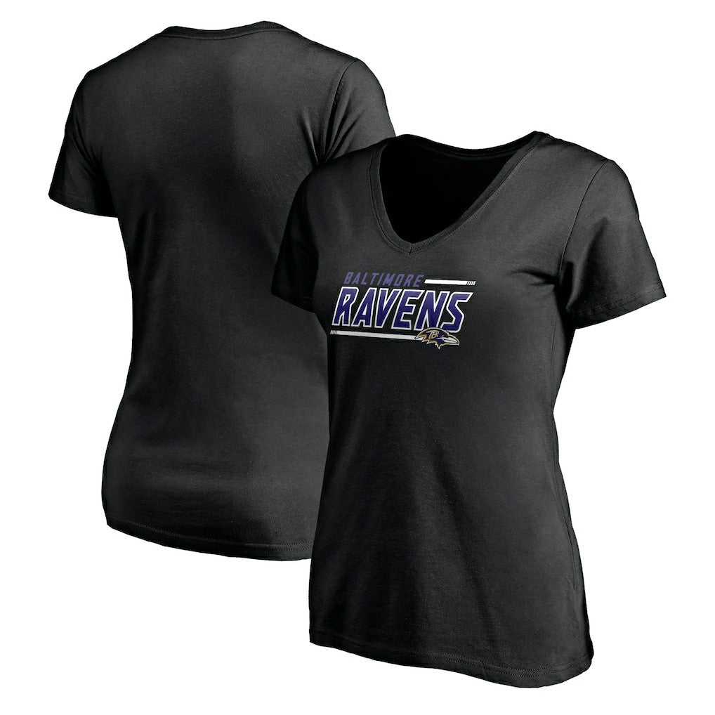 Baltimore Ravens Women's Mascot In Bounds V-Neck T-Shirt - Black - NFL