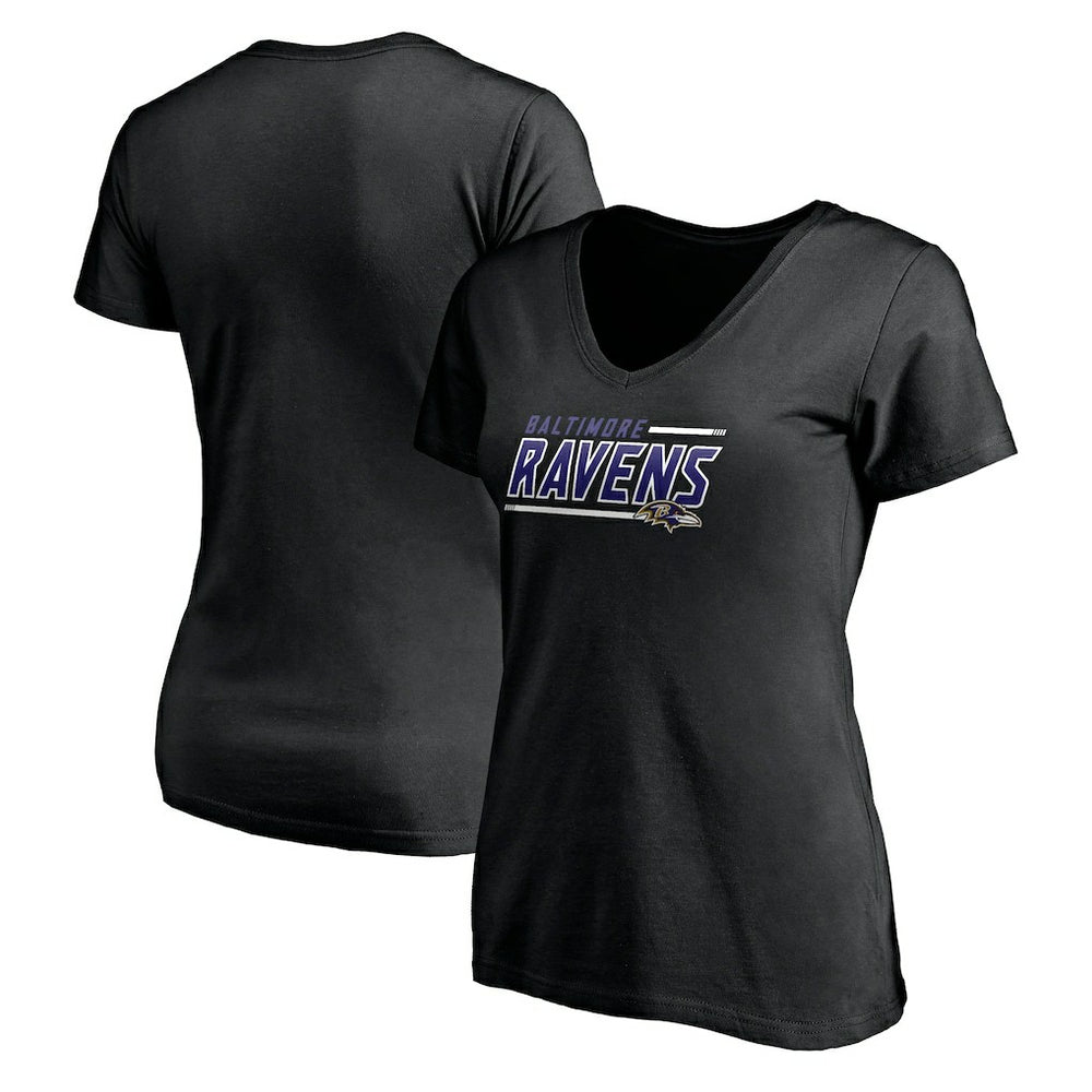 Baltimore Ravens Women's Mascot In Bounds V-Neck T-Shirt - Black - NFL