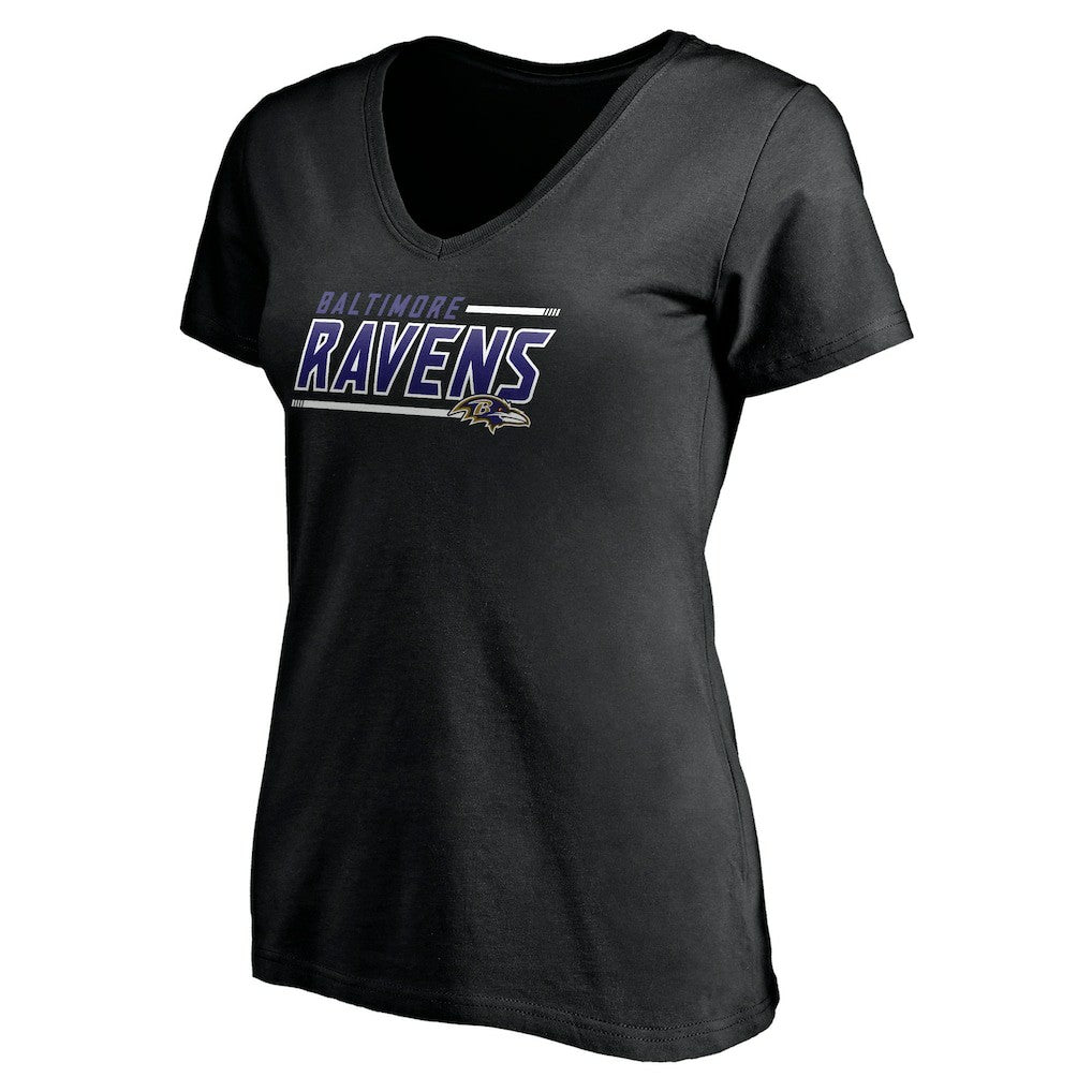 Baltimore Ravens Women's Mascot In Bounds V-Neck T-Shirt - Black - NFL