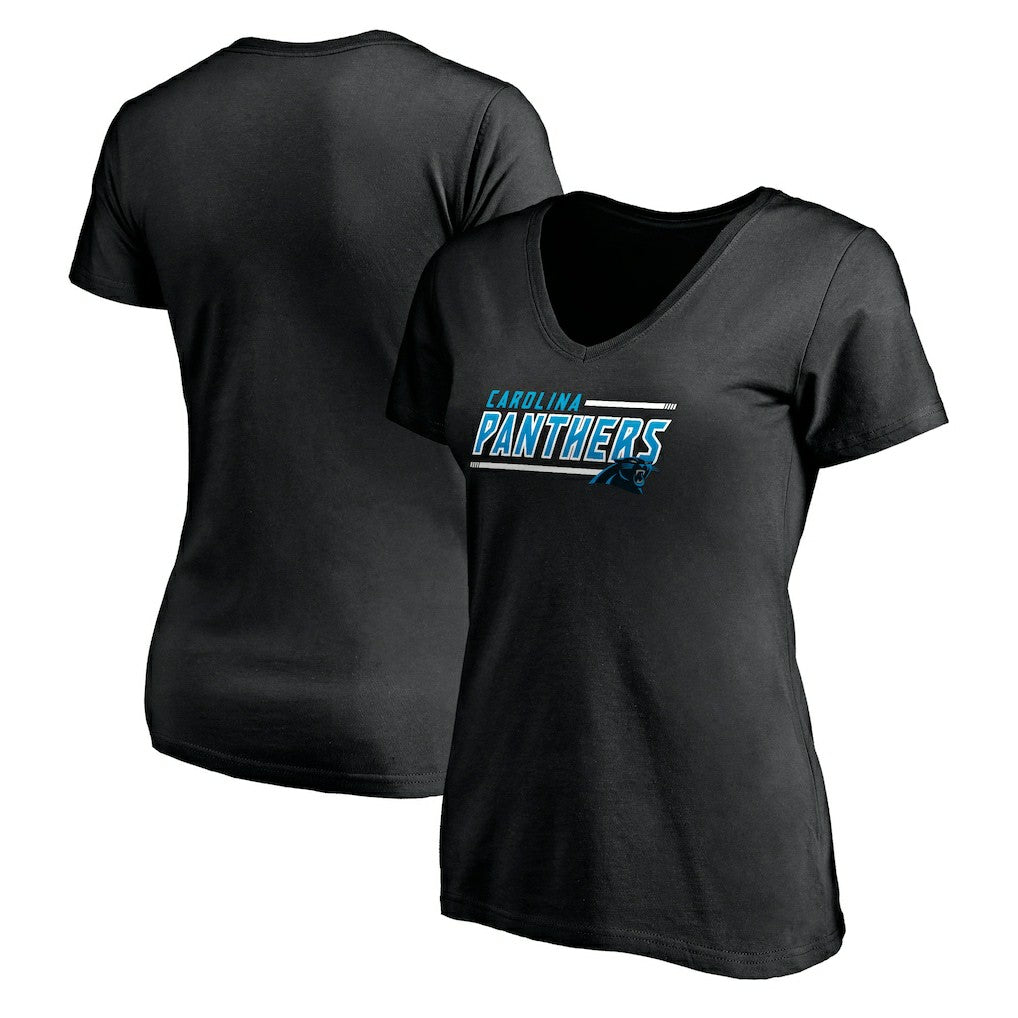Carolina Panthers Women's Mascot In Bounds V-Neck T-Shirt - Black - NFL