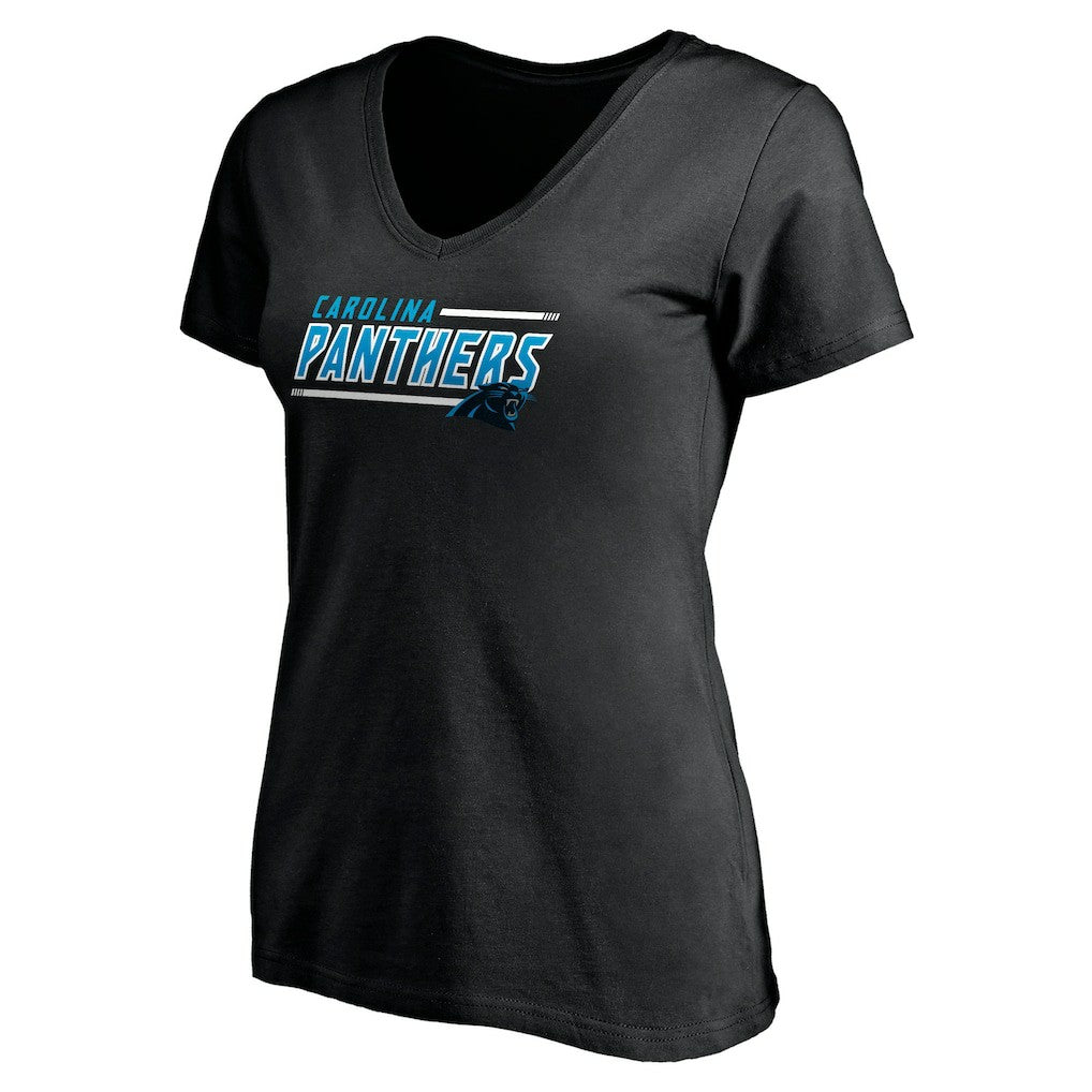 Carolina Panthers Women's Mascot In Bounds V-Neck T-Shirt - Black - NFL