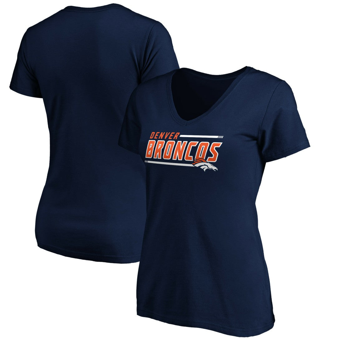 Denver Broncos Women's Mascot In Bounds V-Neck T-Shirt - Navy - NFL