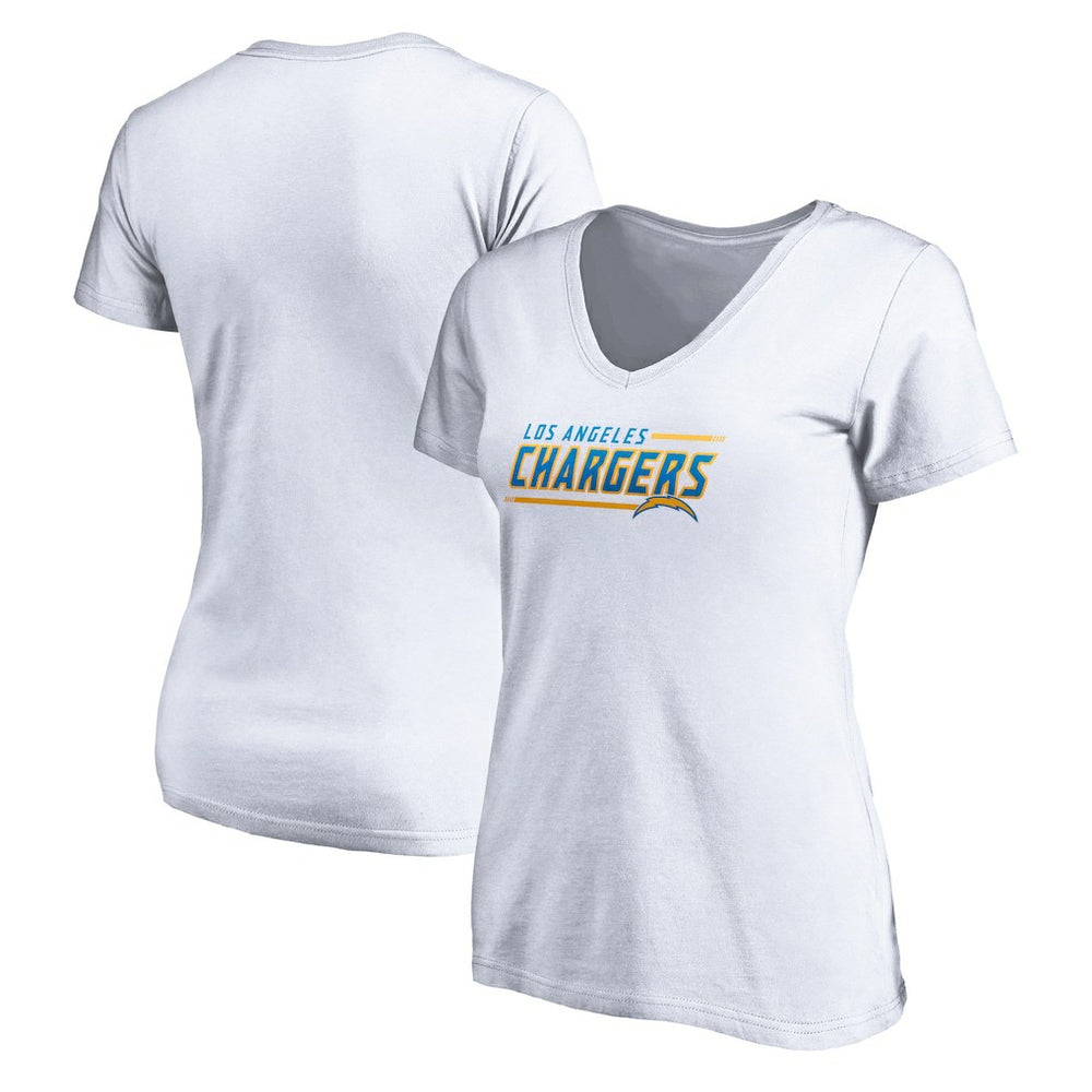 Los Angeles Chargers Women's Mascot In Bounds V-Neck T-Shirt - White - NFL
