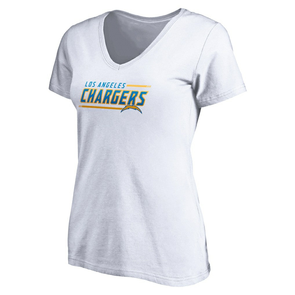 Los Angeles Chargers Women's Mascot In Bounds V-Neck T-Shirt - White - NFL