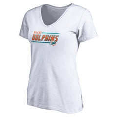 Miami Dolphins Women's Mascot In Bounds V-Neck T-Shirt - White - NFL