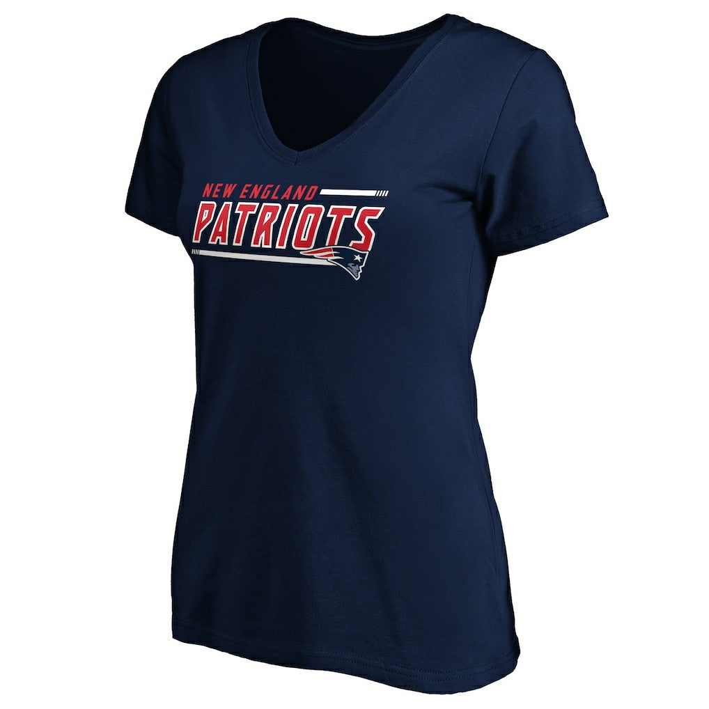 New England Patriots Women's Mascot In Bounds V-Neck T-Shirt - Navy - NFL