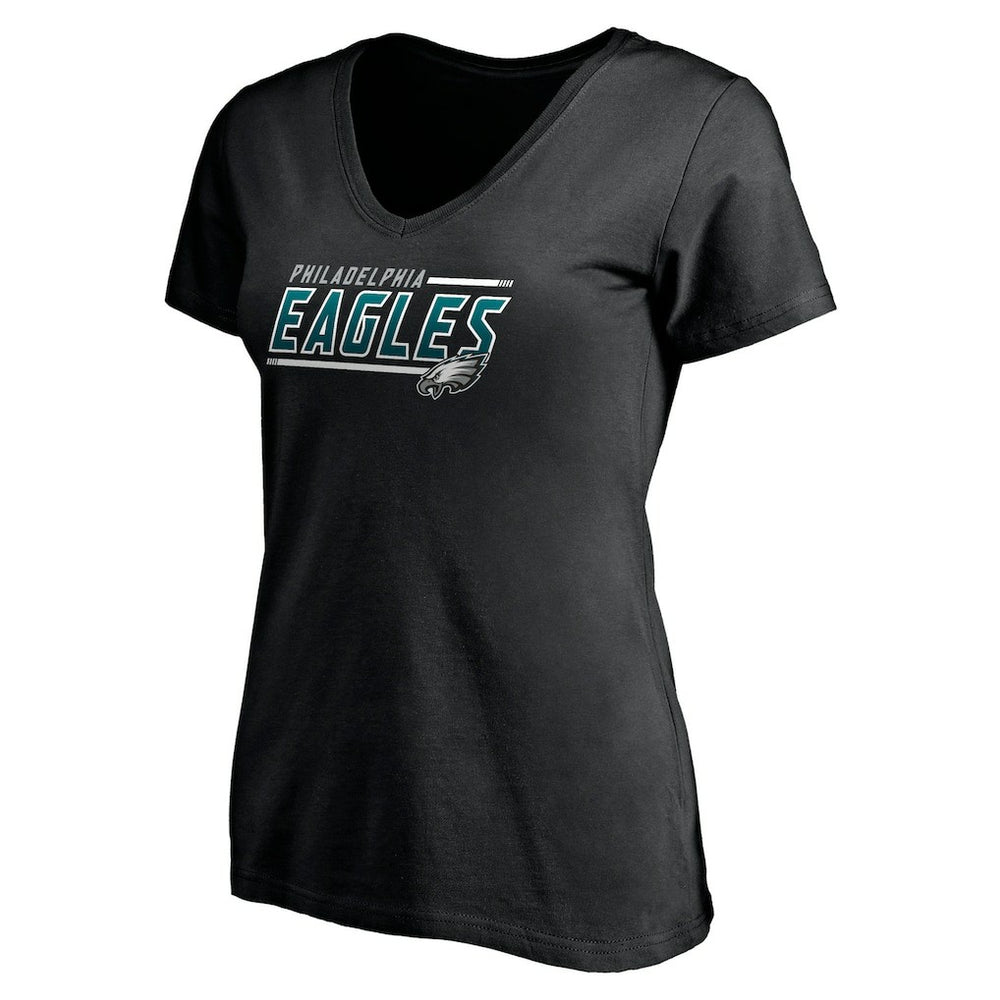 Philadelphia Eagles Women's Mascot In Bounds V-Neck T-Shirt - Black - NFL