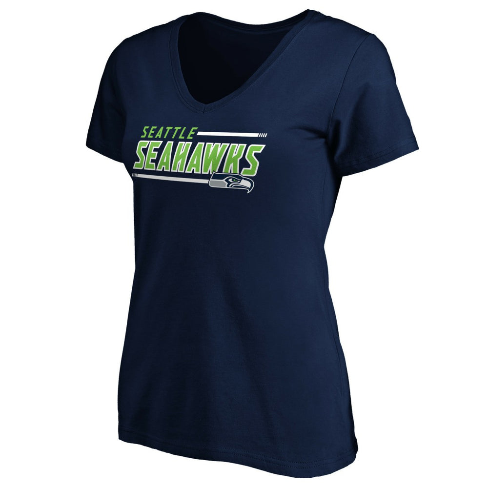 Seattle Seahawks Women's Mascot In Bounds V-Neck T-Shirt - College Navy - NFL