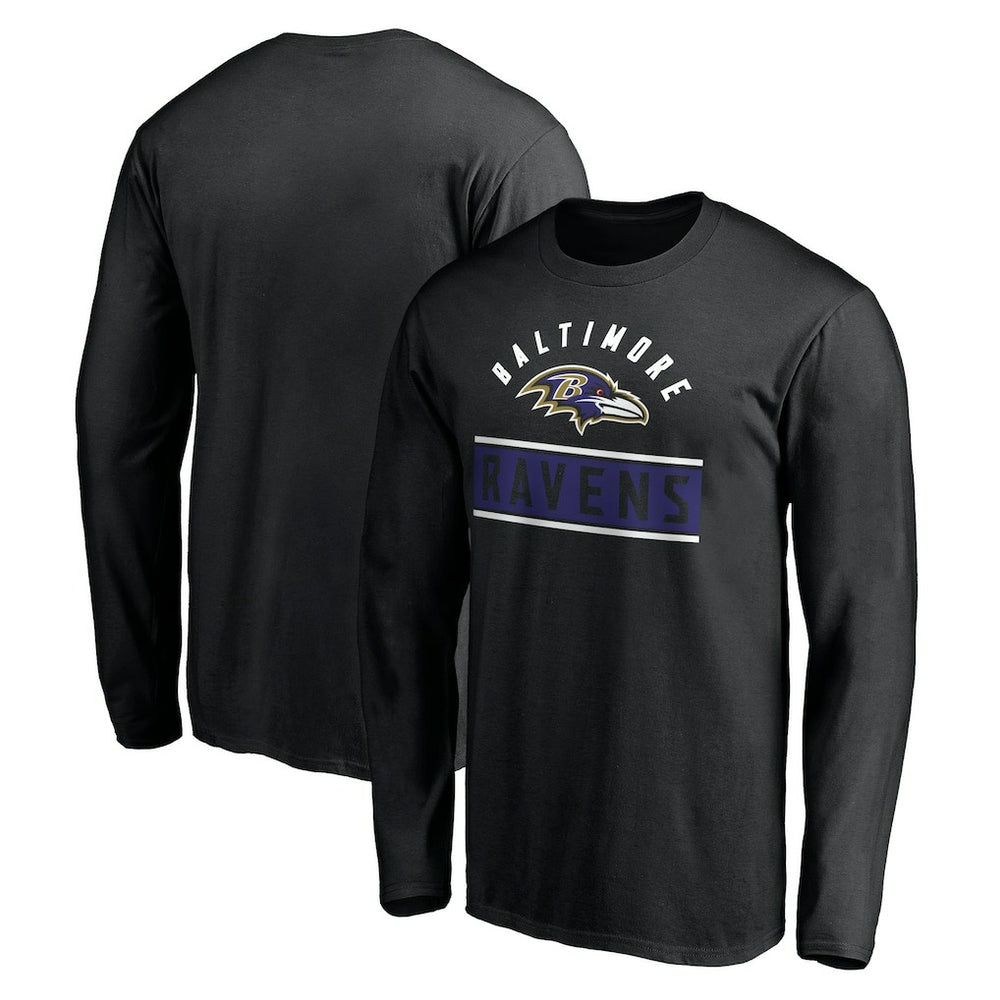 Baltimore Ravens Team Arch Knockout Long Sleeve T-Shirt - Black - NFL
