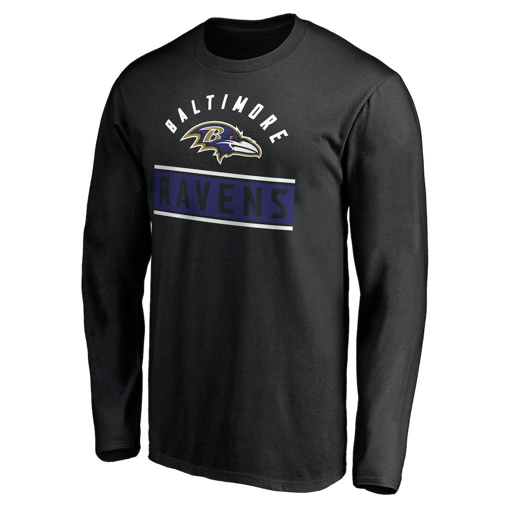 Baltimore Ravens Team Arch Knockout Long Sleeve T-Shirt - Black - NFL