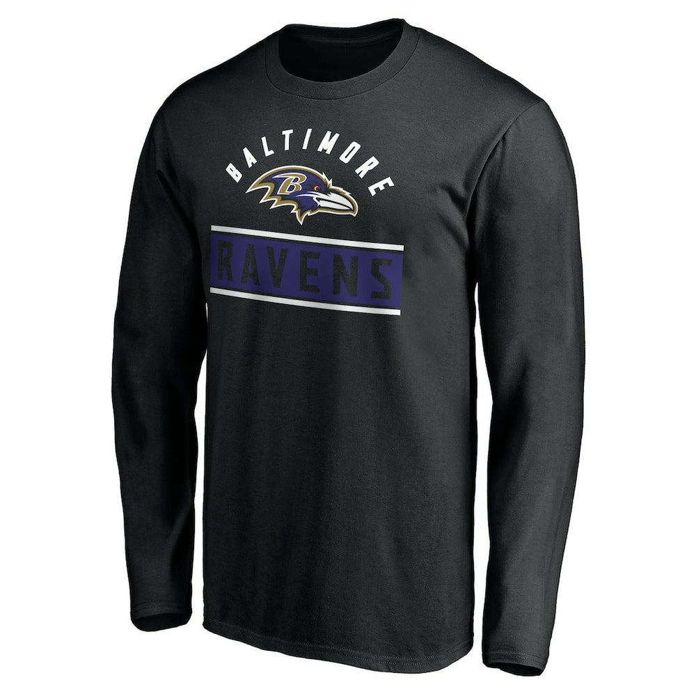 Baltimore Ravens Team Arch Knockout Long Sleeve T-Shirt - Black - NFL