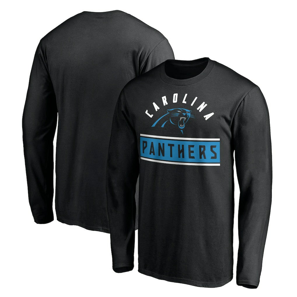 Carolina Panthers Team Arch Knockout Long Sleeve T-Shirt - Black - NFL