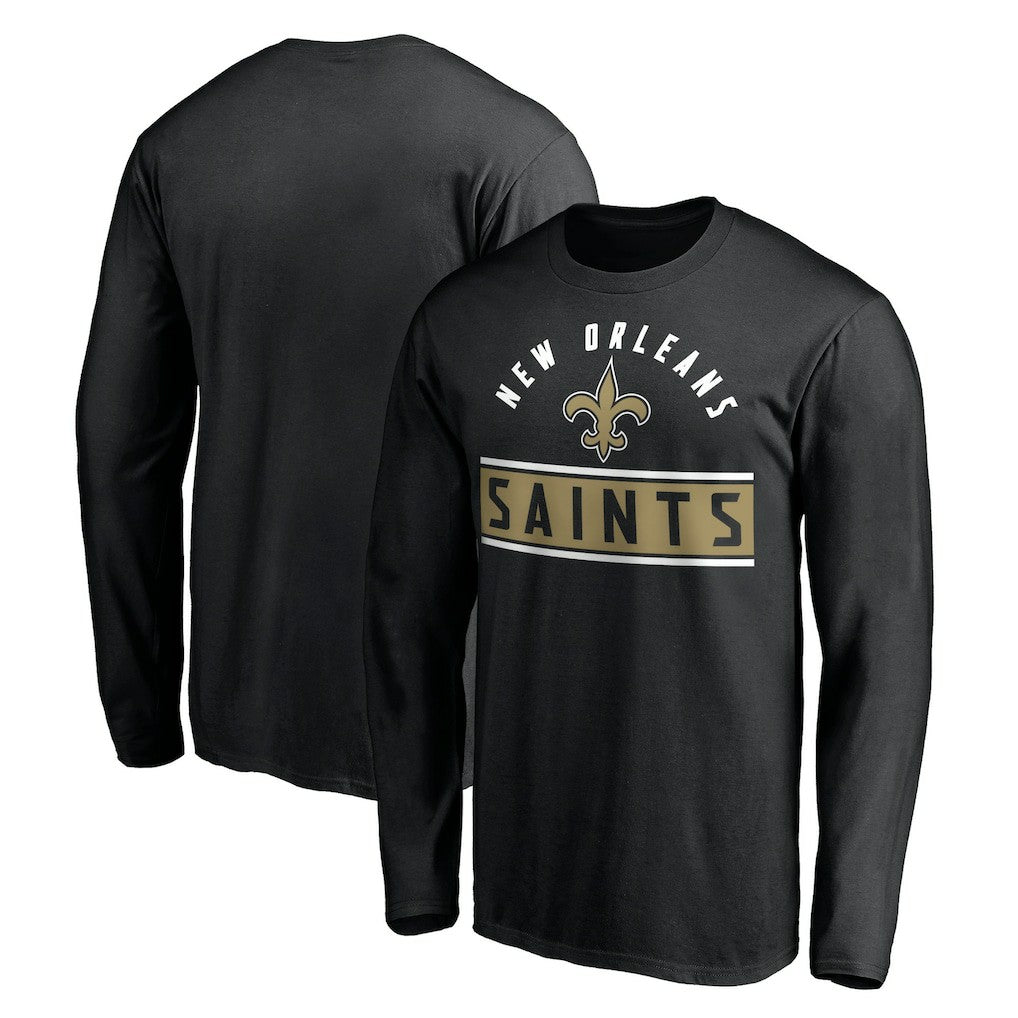 New Orleans Saints Team Arch Knockout Long Sleeve T-Shirt - Black - NFL