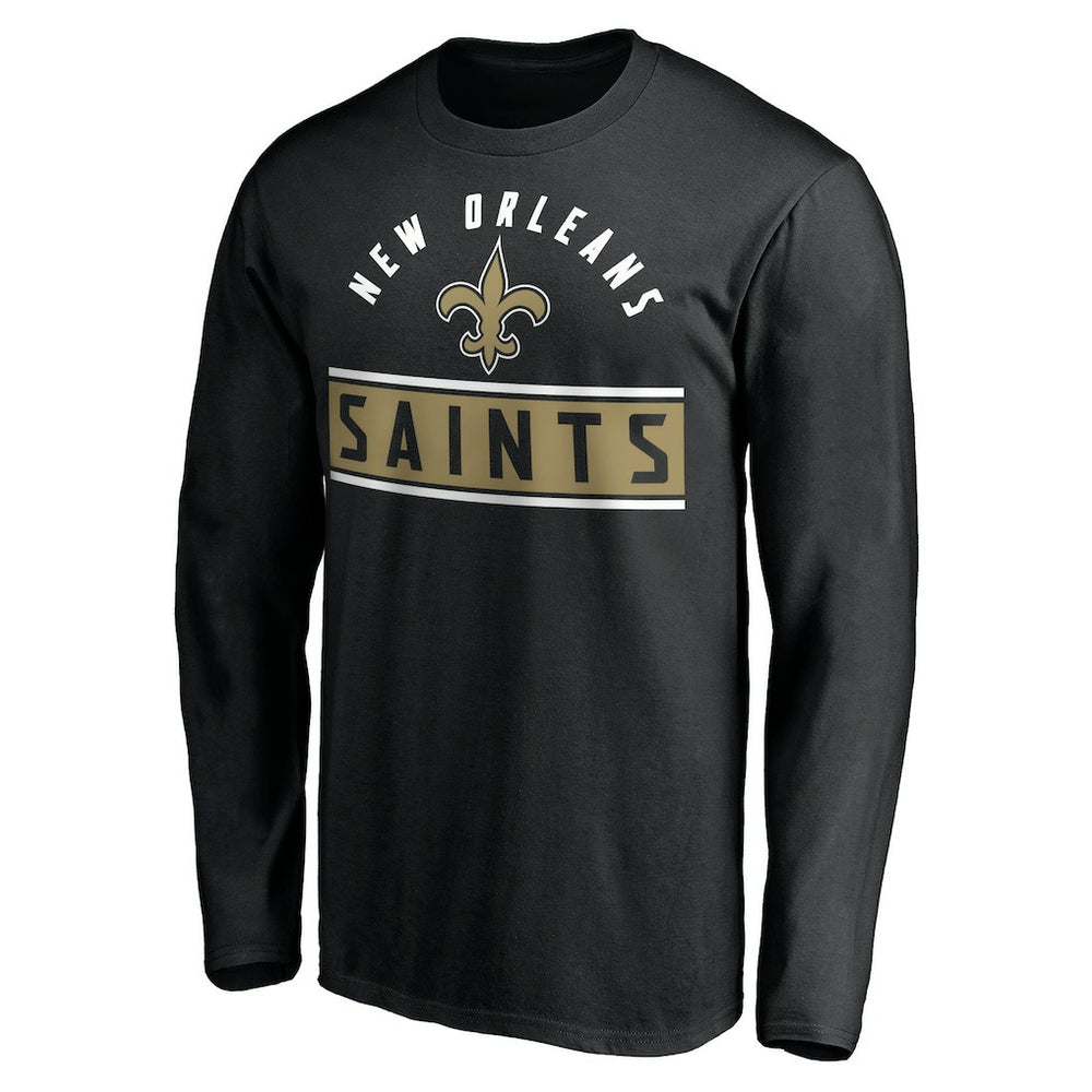 New Orleans Saints Team Arch Knockout Long Sleeve T-Shirt - Black - NFL