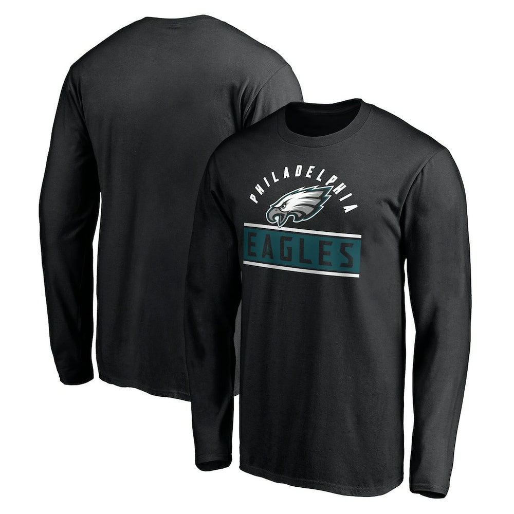 Philadelphia Eagles Team Arch Knockout Long Sleeve T-Shirt - Black - NFL