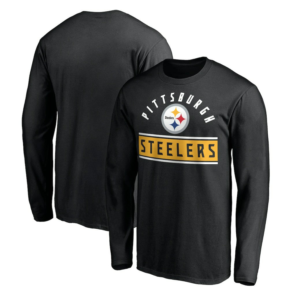 Pittsburgh Steelers Team Arch Knockout Long Sleeve T-Shirt - Black - NFL