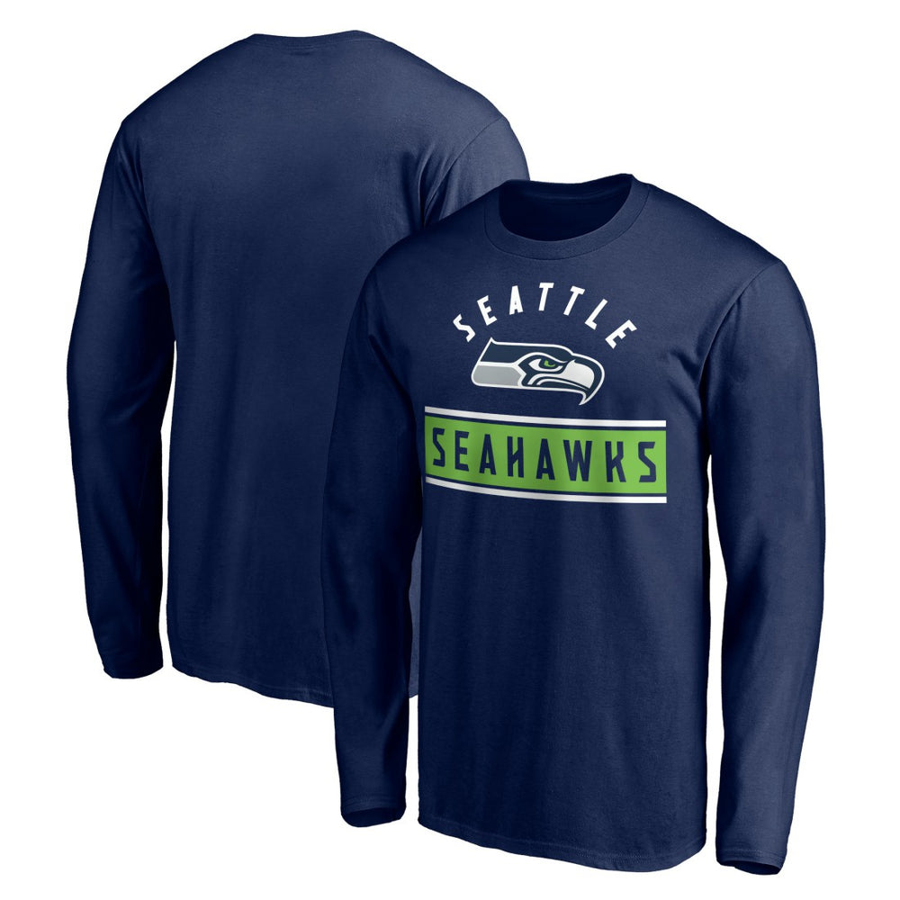 Seattle Seahawks Team Arch Knockout Long Sleeve T-Shirt - College Navy - NFL