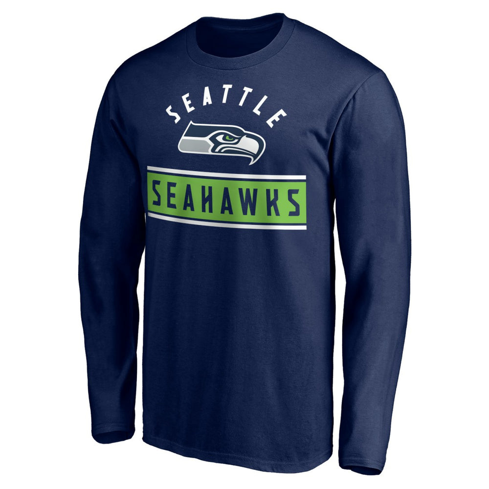 Seattle Seahawks Team Arch Knockout Long Sleeve T-Shirt - College Navy - NFL