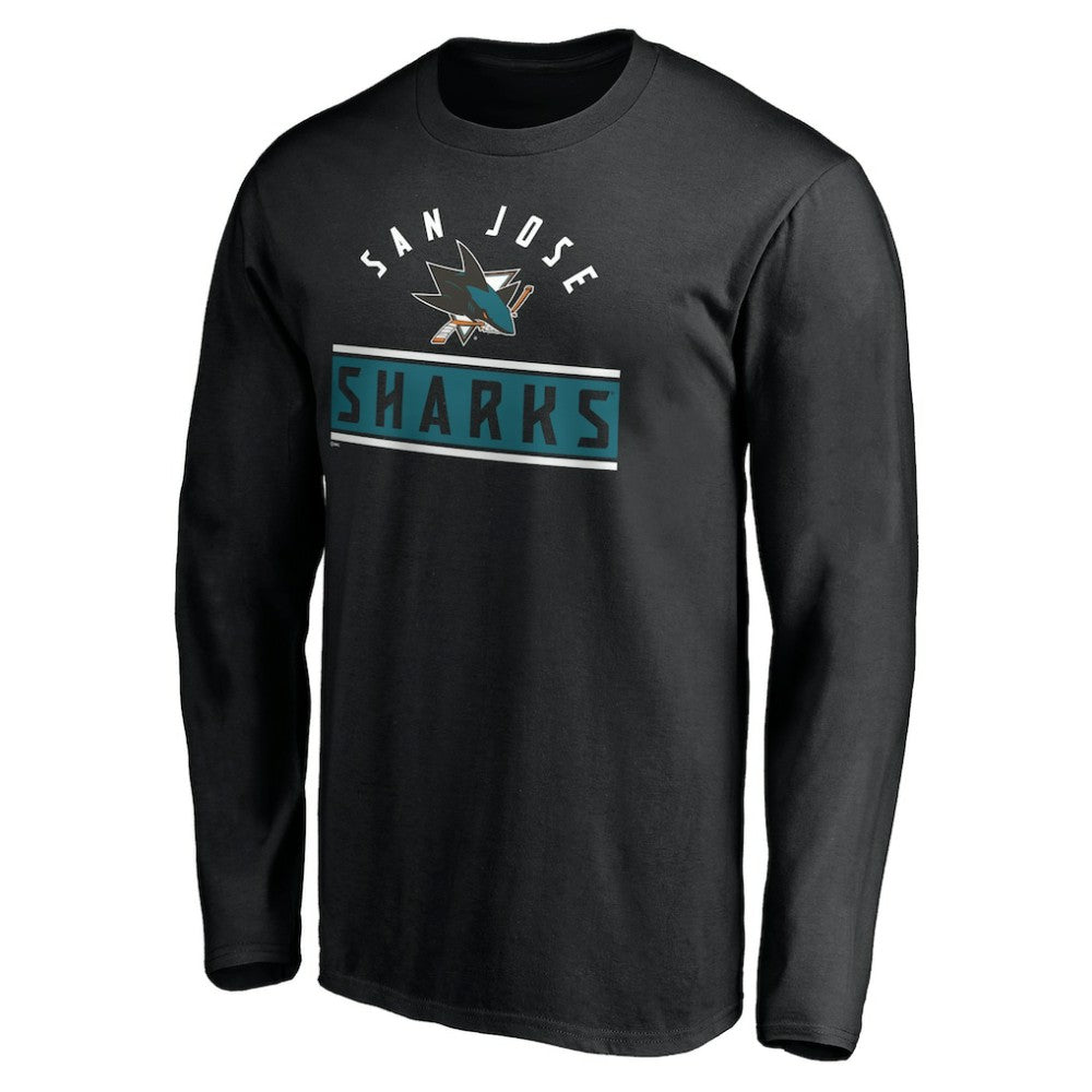 San Jose Sharks Team Arch Knockout Long Sleeve T-Shirt - Black | NHL sale