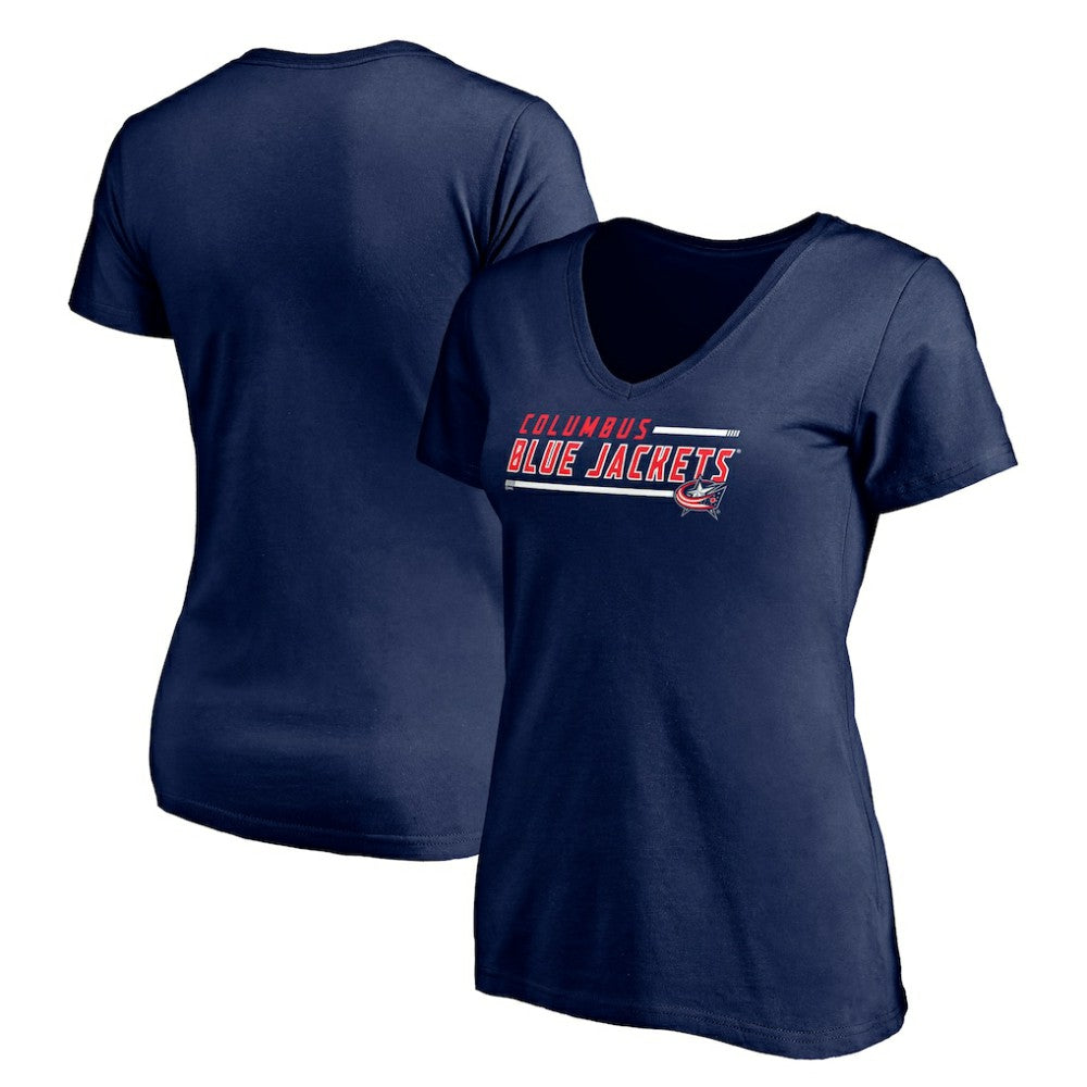 Columbus Blue Jackets Women's Mascot In Bounds V-Neck T-Shirt - Navy | NHL on sale