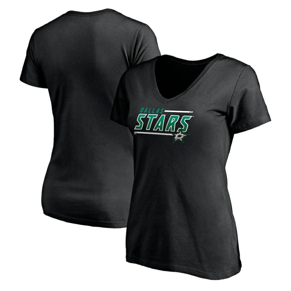 Dallas Stars Women's Mascot In Bounds V-Neck T-Shirt - Black | NHL Lifestyle