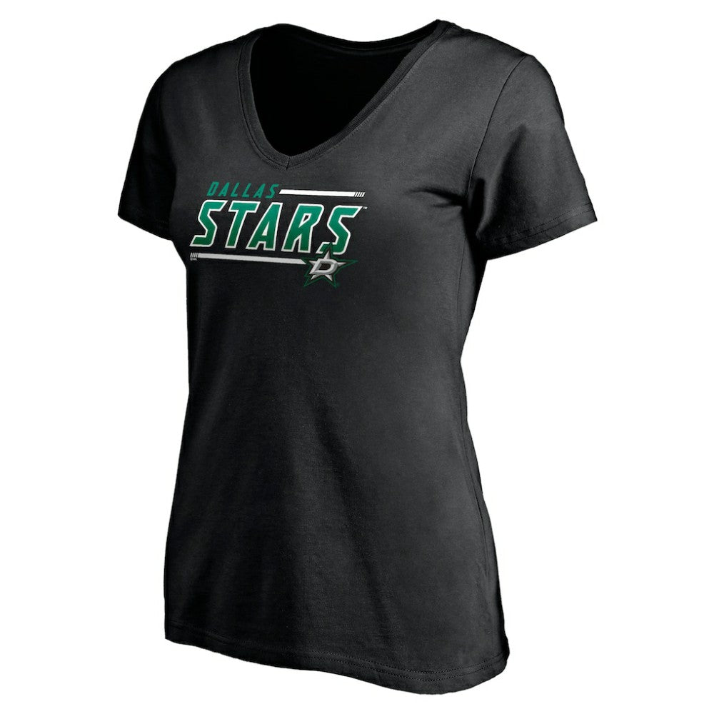 Dallas Stars Women's Mascot In Bounds V-Neck T-Shirt - Black | NHL Lifestyle