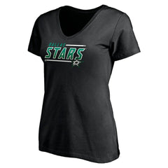Dallas Stars Women's Mascot In Bounds V-Neck T-Shirt - Black | NHL Lifestyle