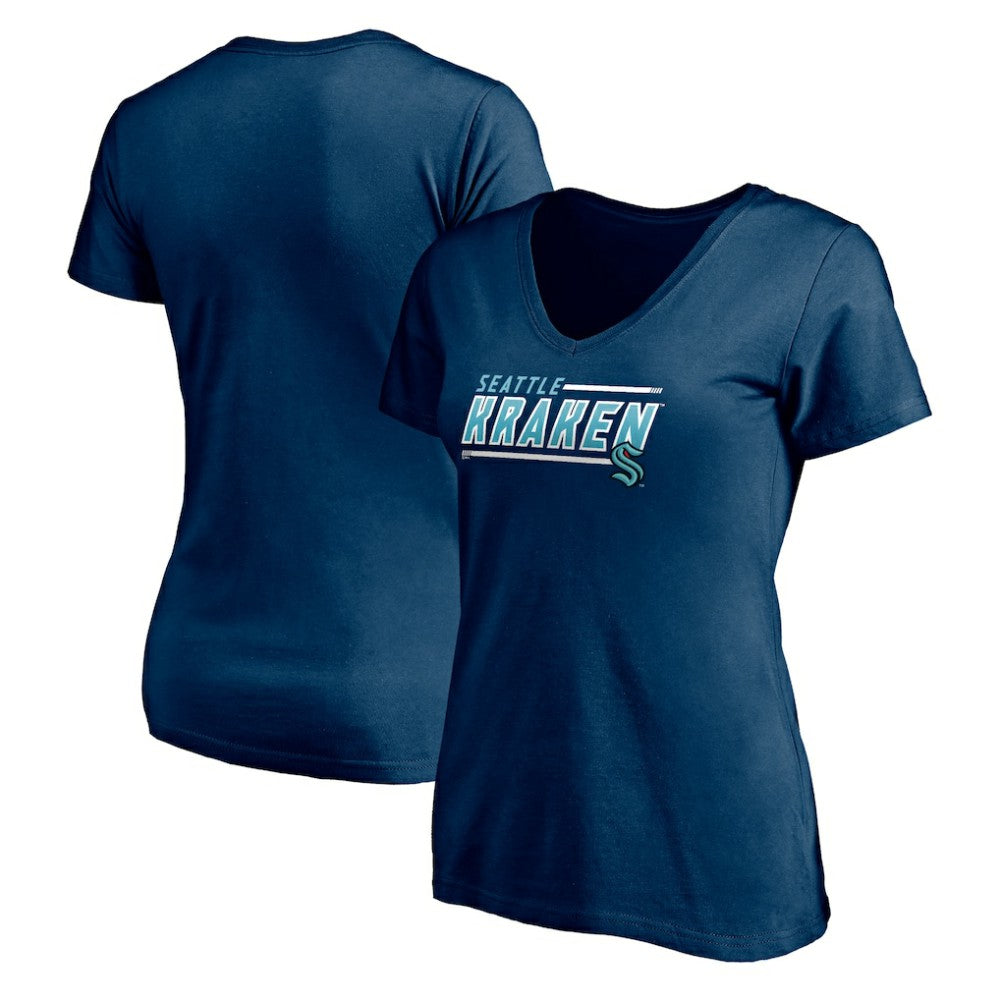 Seattle Kraken Women's Mascot In Bounds V-Neck T-Shirt - Deep Sea Blue | NHL sale